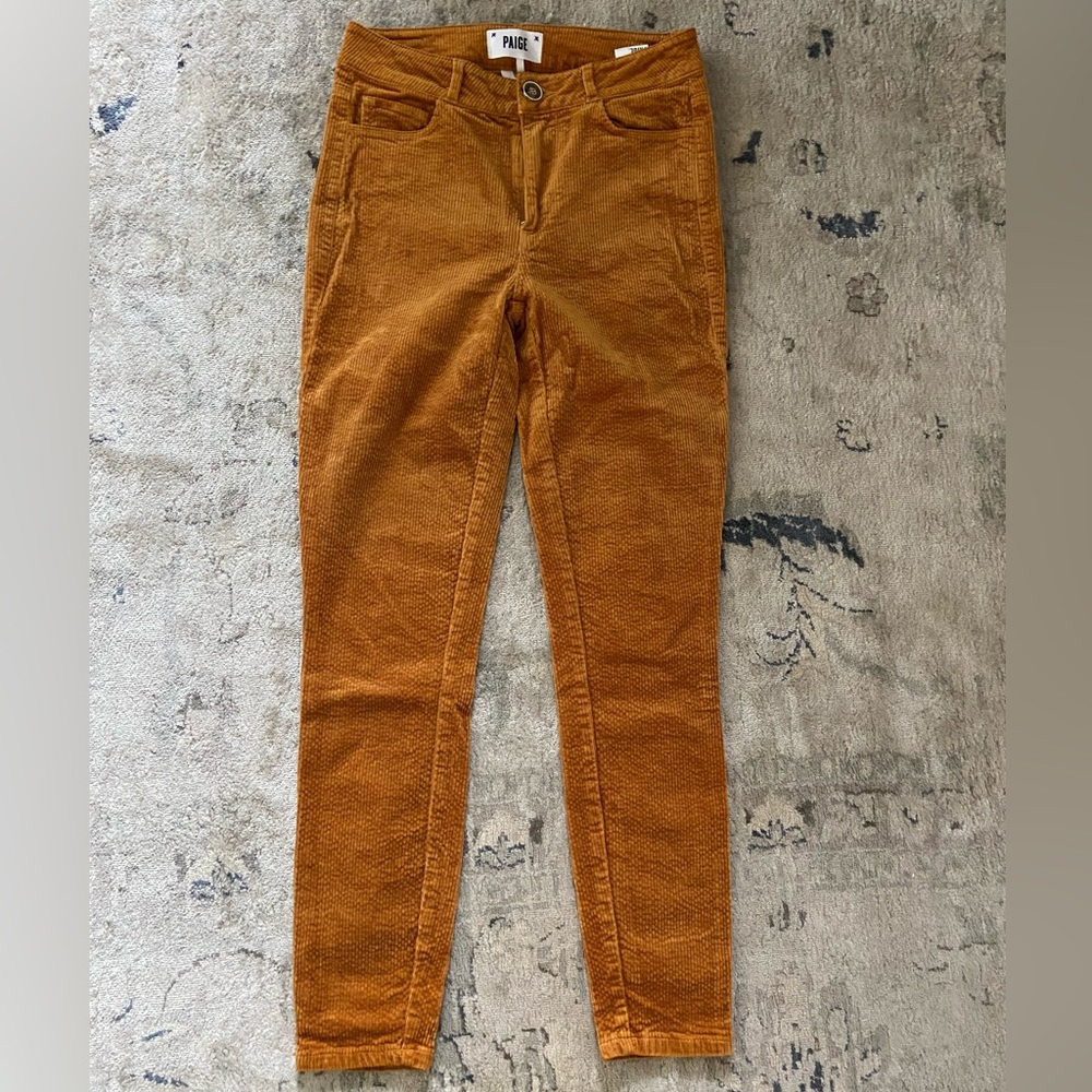 PAIGE Anthropologie Hoxton Ankle Skinny Corduroy Marigold Pants